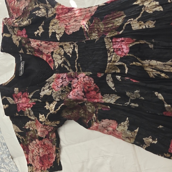 Vtg Nostalgia Floral Crinkle Maxi Dress Button Front Y2K Cottagecore Grunge - Picture 1 of 17